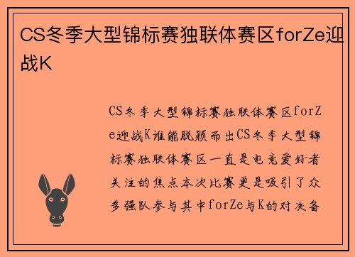 CS冬季大型锦标赛独联体赛区forZe迎战K
